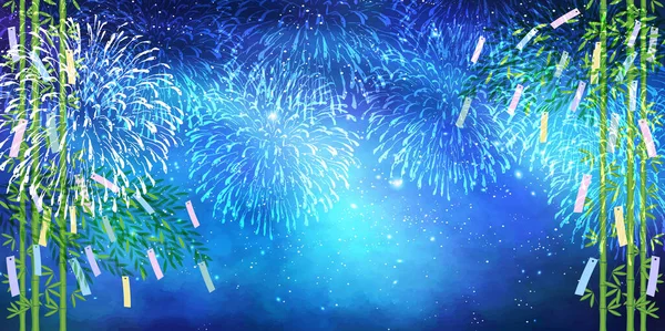 Tanabata Night Sky Milky Way Background — Stock Vector