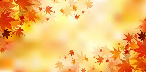 Autumn Leaves Maple Tree Landscape Background — Stock Vector