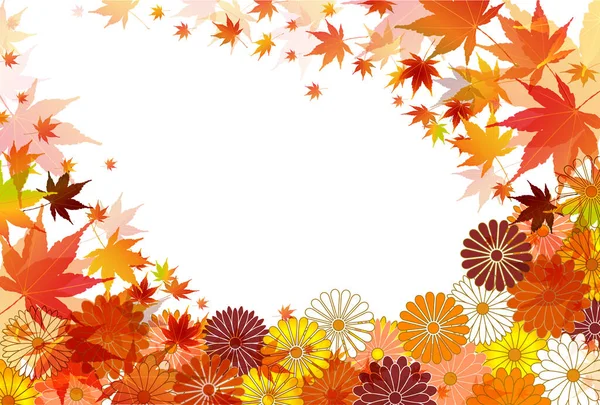 Herbst Blätter Ahorn Chrysantheme Hintergrund — Stockvektor