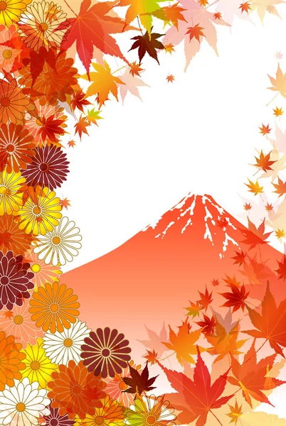 Fuji Autumn Color Maple Tree Chrysantheme Hintergrund — Stockvektor