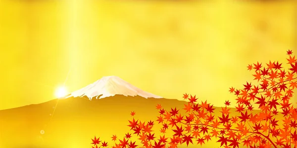 Fuji Folhas Outono Folhas Bordo Outono Fundo — Vetor de Stock