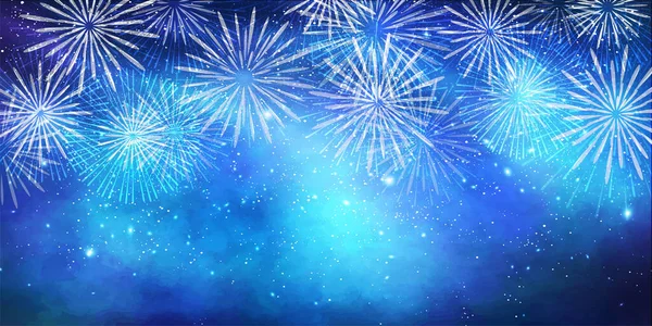 Fireworks Tanabata Milky Way Summer Background — Stock Vector