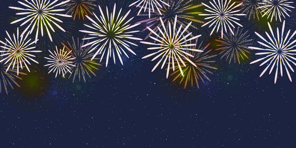 Fireworks Summer Light Sky Background — Stock Vector