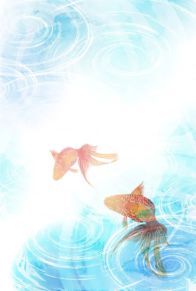 Japanese Pattern Goldfish Summer Background — Stock Vector