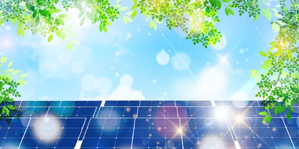 Luz Solar Solar Fresco Paisaje Verde Fondo — Vector de stock