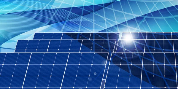 Solární Fotovoltaická Energie Pozadí Krajiny — Stockový vektor