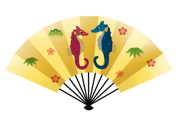 Dragon Κάρτα Της Πρωτοχρονιάς Κινεζική Zodiac Fan Icon — Διανυσματικό Αρχείο