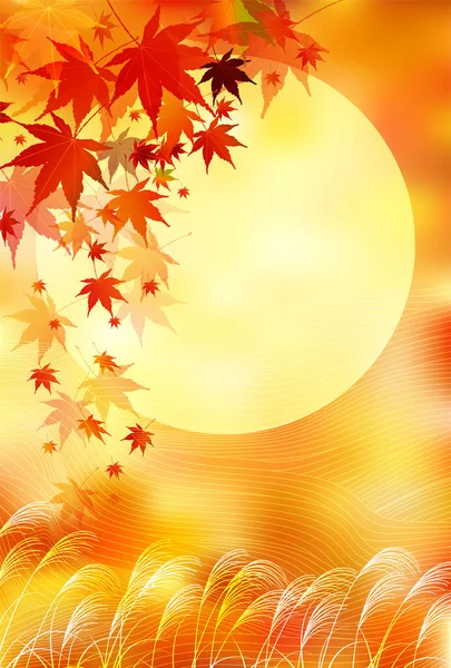 Tsukimi 15Nights Autumn Leaves Background — Stock Vector