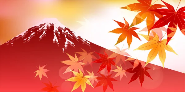 Fuji Ιαπωνία Φθινόπωρο Αφήνει Την Παγκόσμια Κληρονομιά — Διανυσματικό Αρχείο