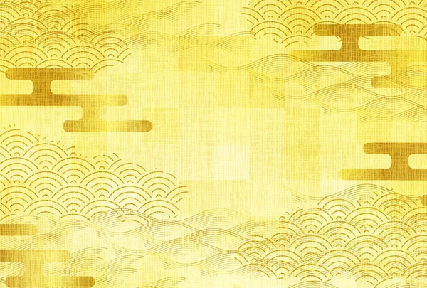 Золотой Японский Узор Nengajo Ripples Background — стоковый вектор