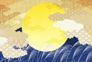 Tsukimi 15 gece dolunay arkaplanı