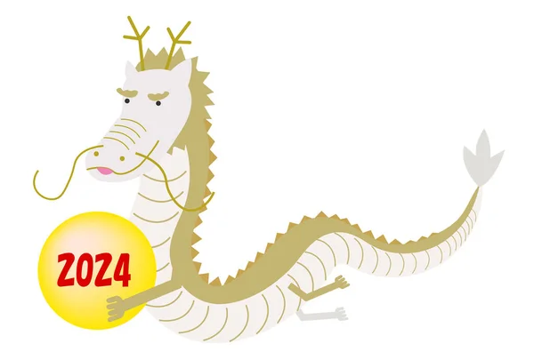 Dragon Nyårskort Kinesiska Zodiak Ikonen — Stock vektor