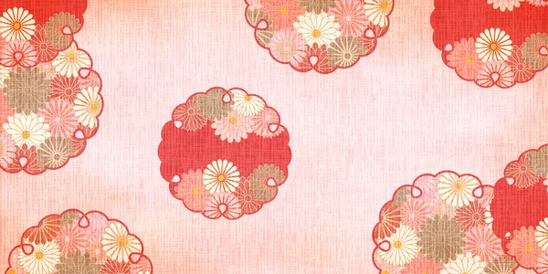 Autumn Chrysanthemum Japanese Pattern Background — Stock Vector