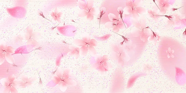 Цветение Сакуры Японский Рисунок Весенний Фон — стоковый вектор