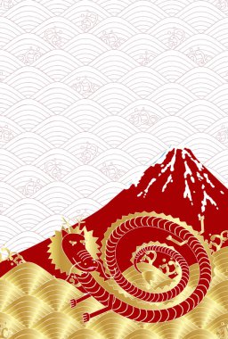 ejderha Yeni Yıl kartı Fuji Arkaplanı