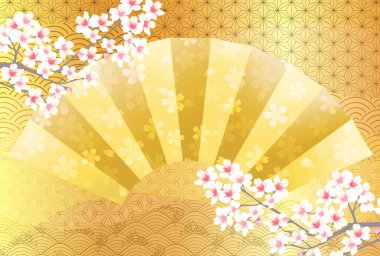 Kiraz Çiçekleri Japon Şablonu Gece Arkaplanı