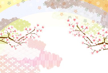 Kiraz Çiçekleri Japon Şablonu Gece Arkaplanı