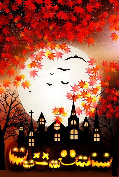 Halloween Pumpkin Ghost Autumn Background — Stock Vector
