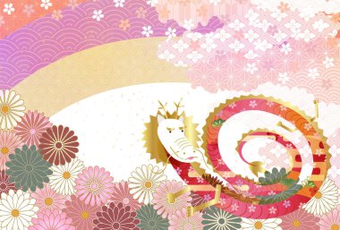 ejderha Yeni Yıl kartı Çin Zodyak Arkaplanı