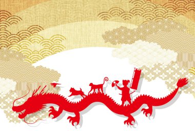 ejderha Yeni Yıl kartı Çin Zodyak Arkaplanı