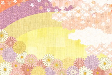 Kiraz çiçekleri Japon desenli arka plan