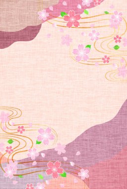 Kiraz çiçekleri Japon desenli bahar arkaplanı