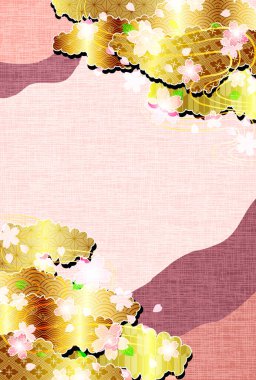 Kiraz çiçekleri Japon desenli bahar arkaplanı