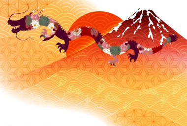 ejderha Yeni Yıl kartı Çin Zodyak Arkaplanı