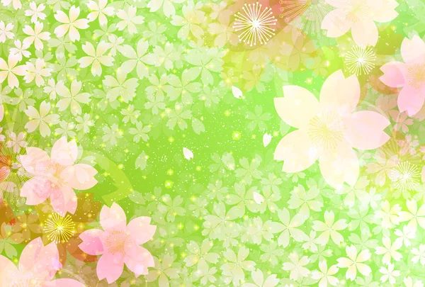 Cherry Blossoms Nyårskort Våren Bakgrund — Stock vektor