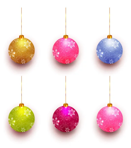 Flocon Neige Noël Icône Balle Colorée — Image vectorielle
