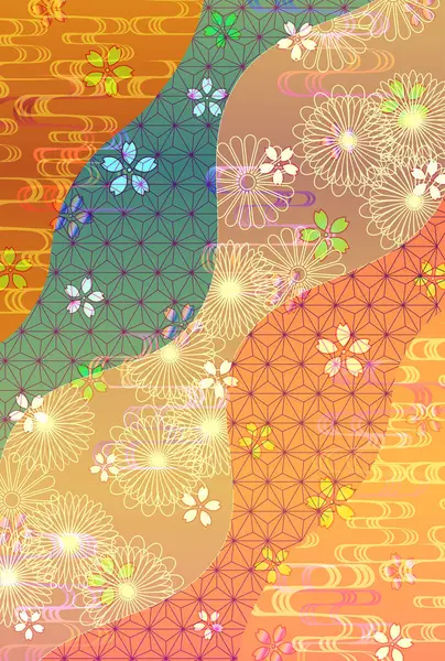Fleurs Cerisier Motif Japonais Nengajo Fond — Image vectorielle