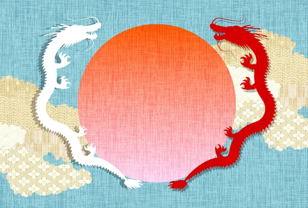 龙年卡中国黄道带背景 — 图库矢量图片