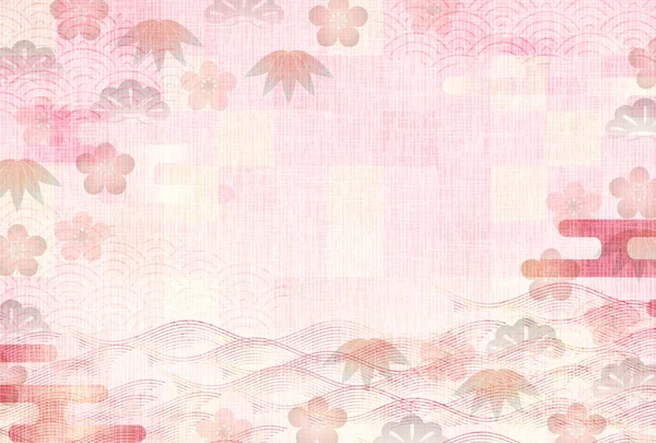 Kiefer Bambus Pflaume Japanisches Muster Hintergrund — Stockvektor