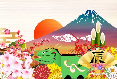 ejderha Yeni Yıl kartı Çin Zodyak Arkaplanı