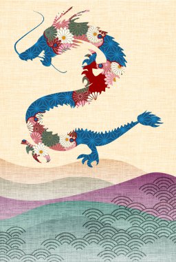 ejderha Yeni Yıl kartı Çin Zodyak Arkaplanı