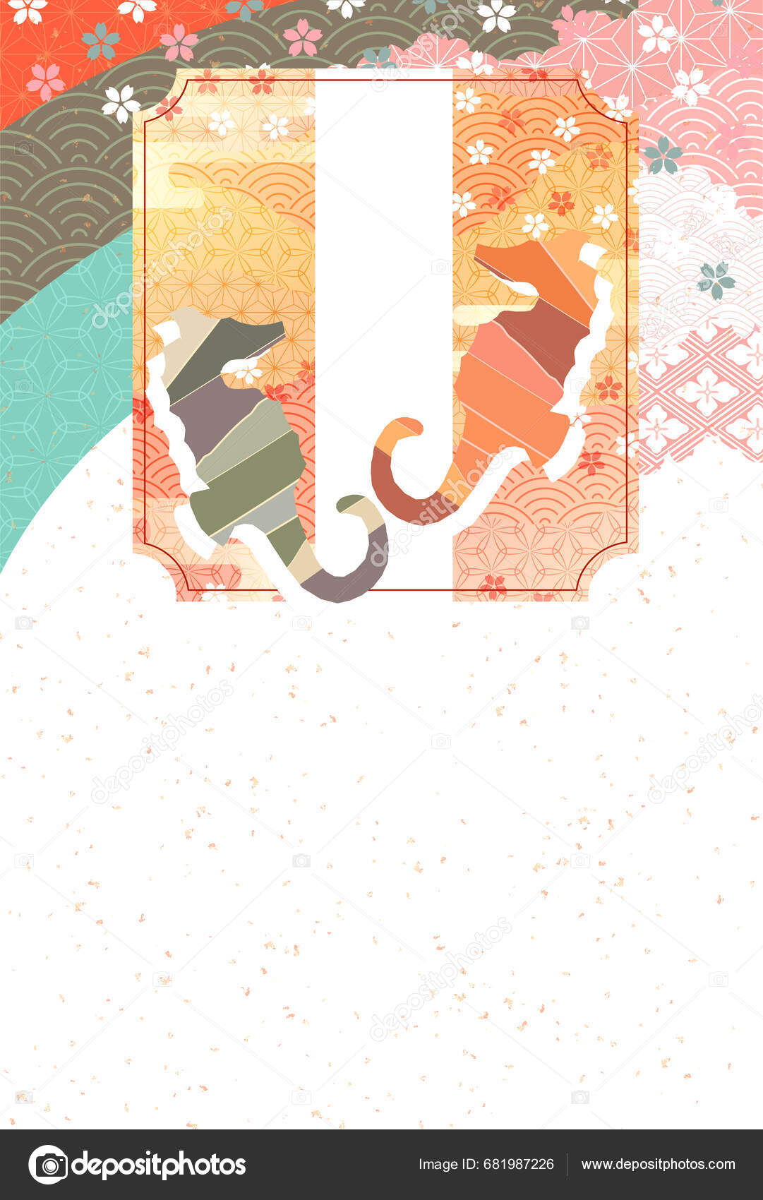 Dragon New Year's Card Chinese Zodiac Background Stock Vector by