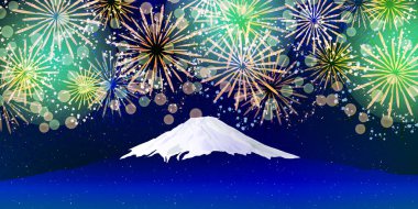 Fuji Yeni Yıl Havai fişek Arkaplanı