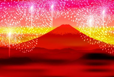 Fuji Havai fişek Yeni Yıl Arkaplanı