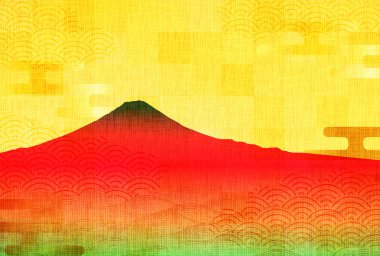 Fuji Japon Desenli Nişan Şablonu Arkaplanı