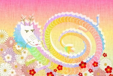 ejderha Yeni Yıl kartı Çin Zodyak Arkaplanı