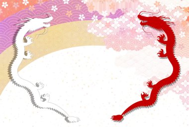 ejderha Yeni Yıl kartı Çin Zodyak Arkaplanı