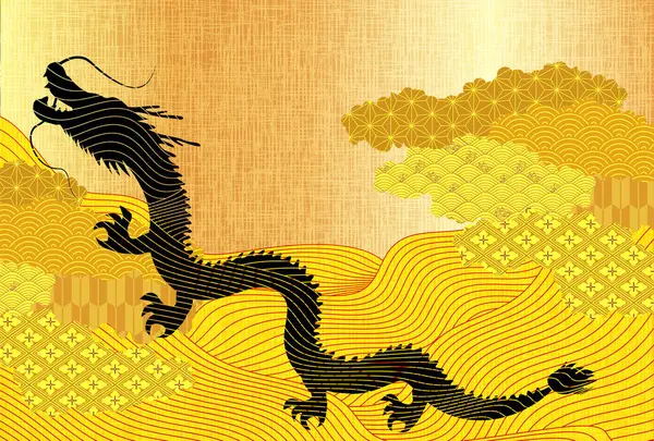 Drake Nyårskort Kinesiska Zodiak Bakgrund Royaltyfria illustrationer