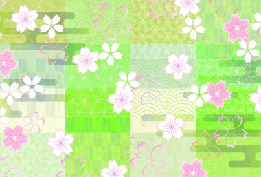 Kiraz çiçekleri Japon desenli bahar arkaplanı