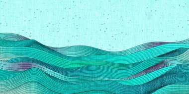 Mavi Japon Desen Dalga Arkaplanı