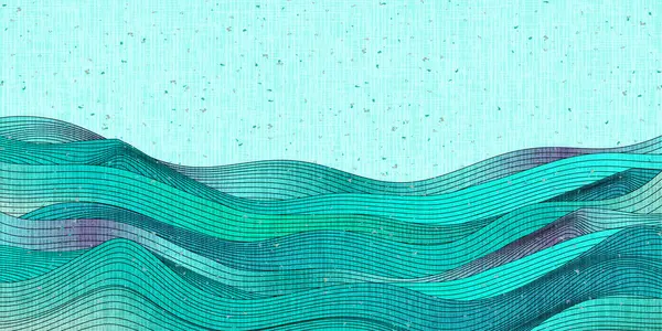 Mavi Japon Desen Dalga Arkaplanı