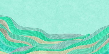 Yeşil Japon Desen Dalga Arkaplanı