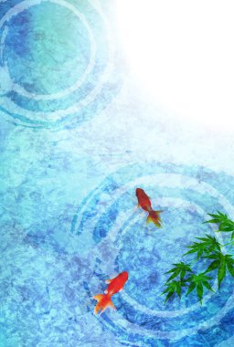 Japon Balığı Yaz Sulu Japon Desenli Arkaplan