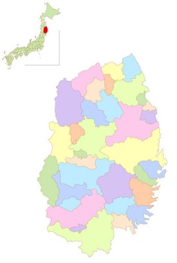 Japonya Haritası Renkli Simgeleri Iwate