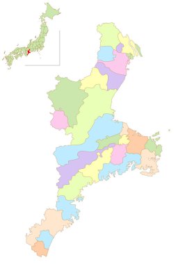 Mie Japonya Renkli Simge Haritası