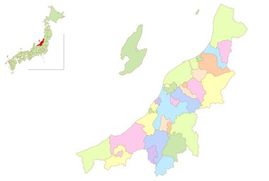 Niigata Japonya Renkli Simgeler Haritası